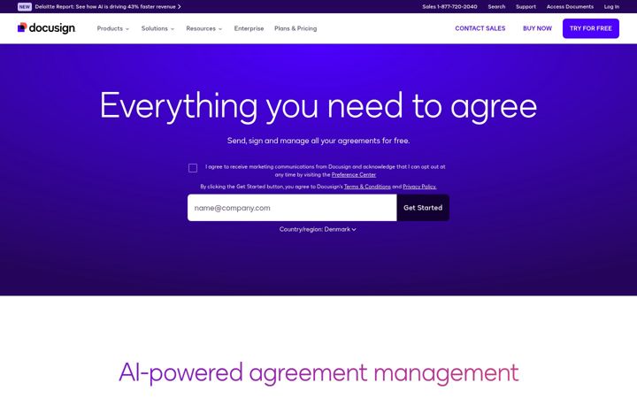 Snímek obrazovky docusign.com