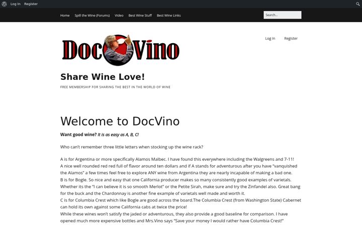 Screenshot of docvino.com