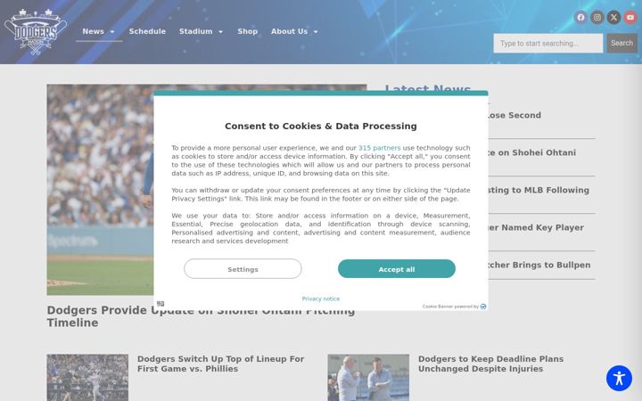 Screenshot of dodgersnation.com