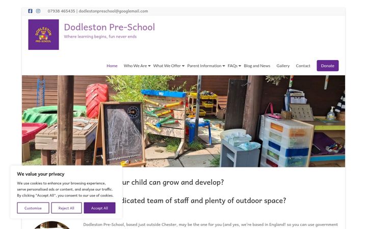 Screenshot of dodlestonpreschool.co.uk