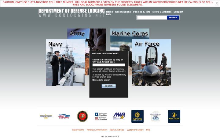 Screenshot of dodlodging.net