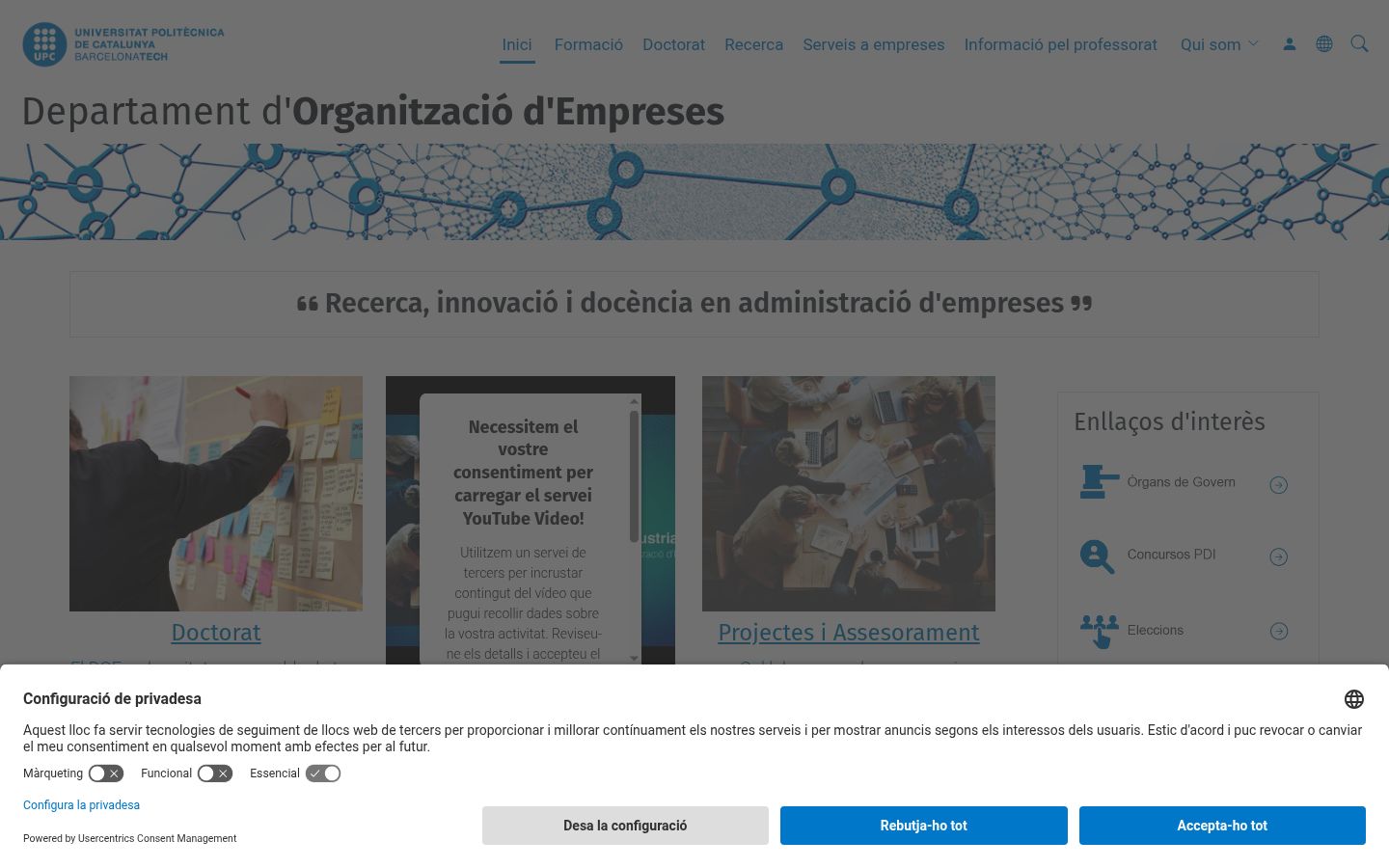 Capture d'écran de la bannière de consentement affichée avant toute interaction