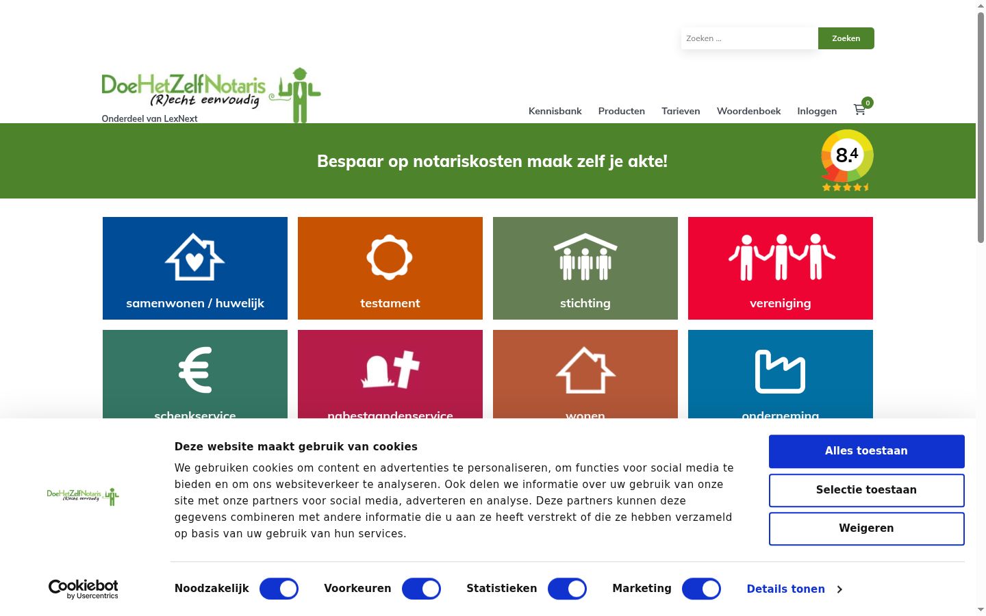 Screenshot des Einwilligungsbanners vor jeglicher Interaktion