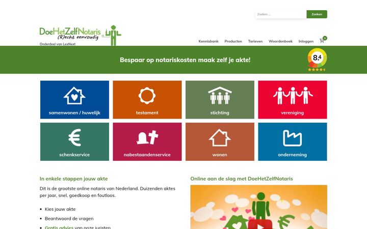 Screenshot von doehetzelfnotaris.nl