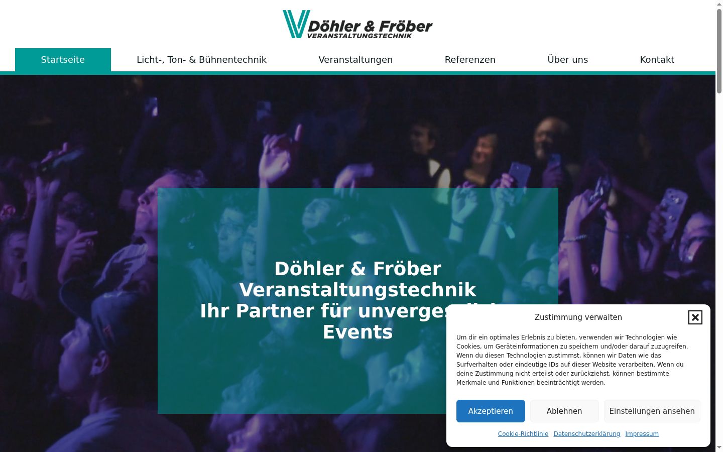 Screenshot des Einwilligungsbanners vor jeglicher Interaktion