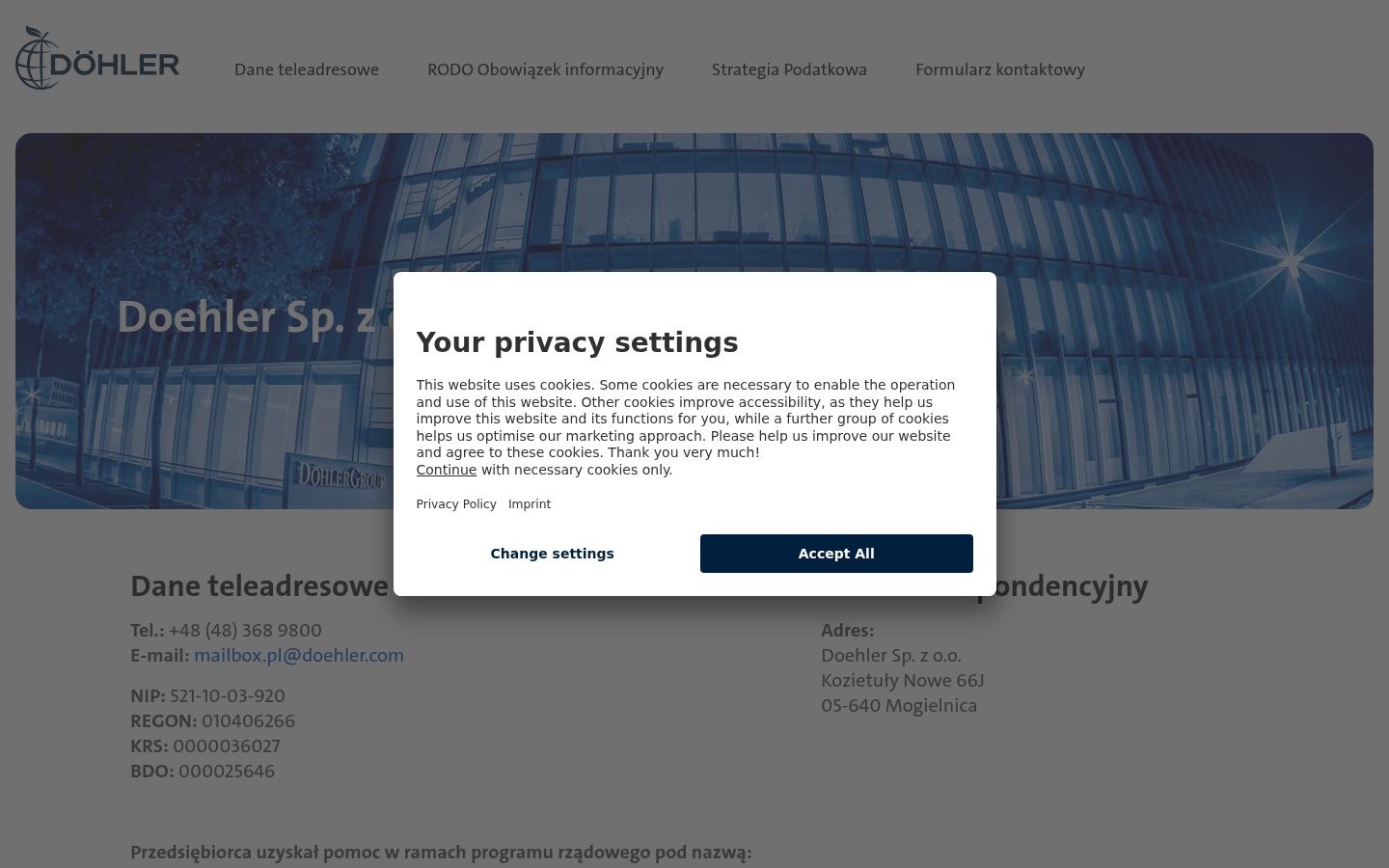 Screenshot del banner di consenso mostrato prima di qualsiasi interazione