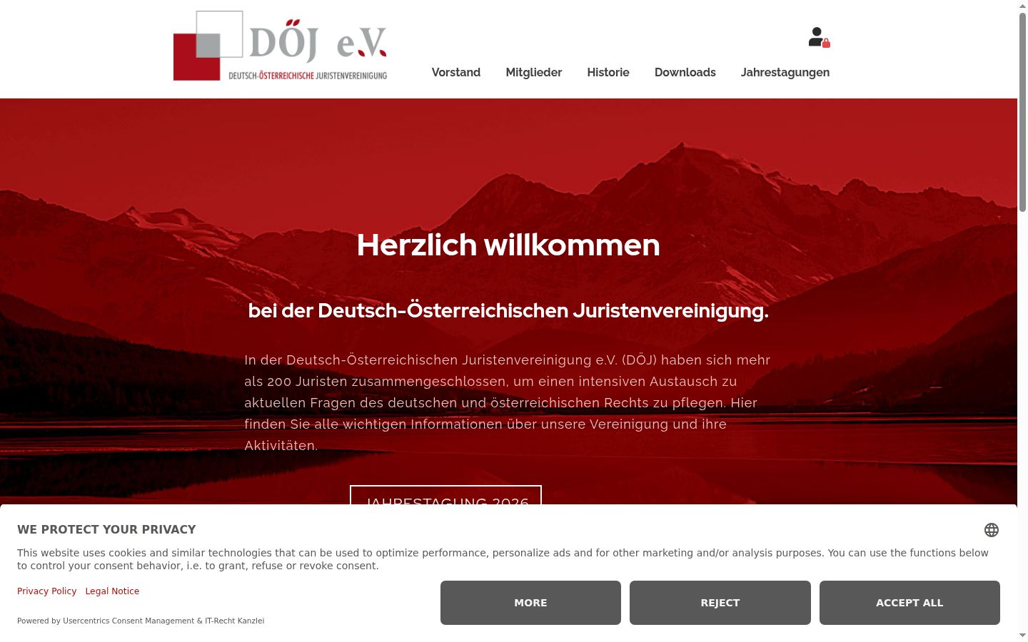 Screenshot des Einwilligungsbanners vor jeglicher Interaktion