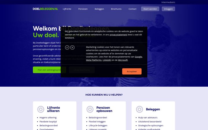 Posnetek zaslona doelbeleggen.nl