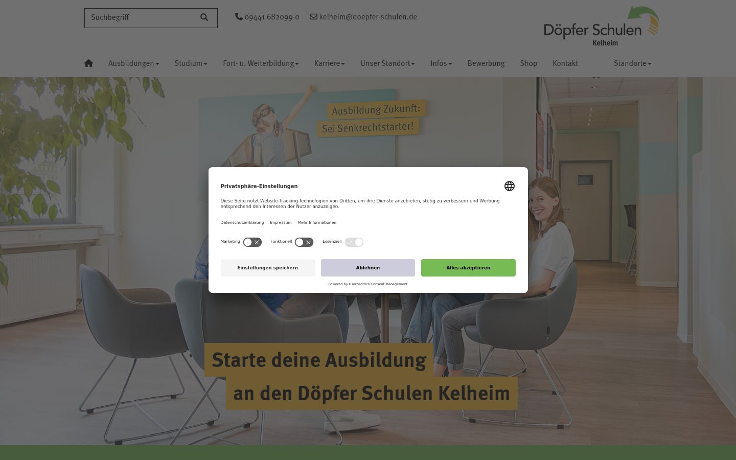 Screenshot del banner di consenso mostrato prima di qualsiasi interazione
