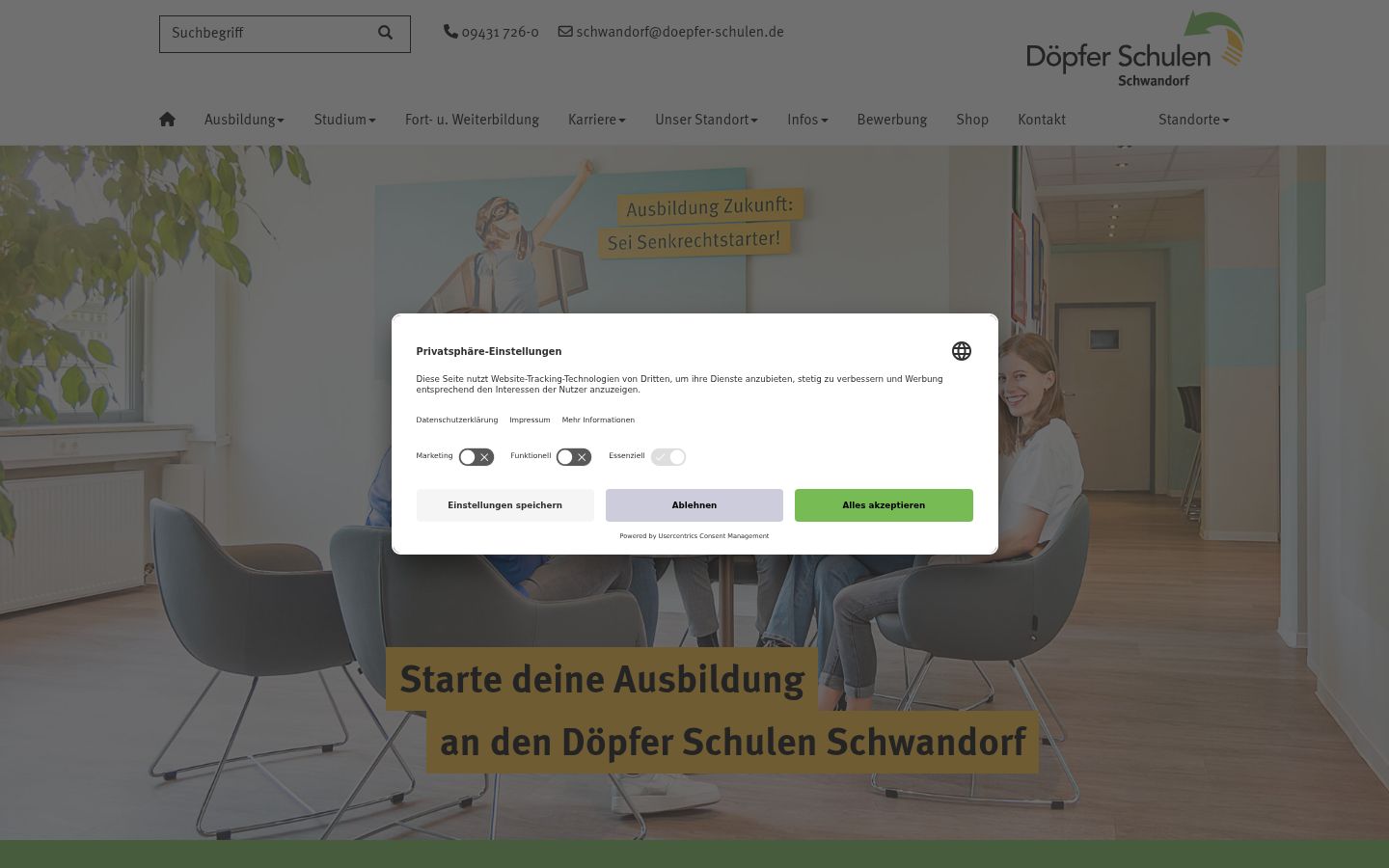 Screenshot del banner di consenso mostrato prima di qualsiasi interazione
