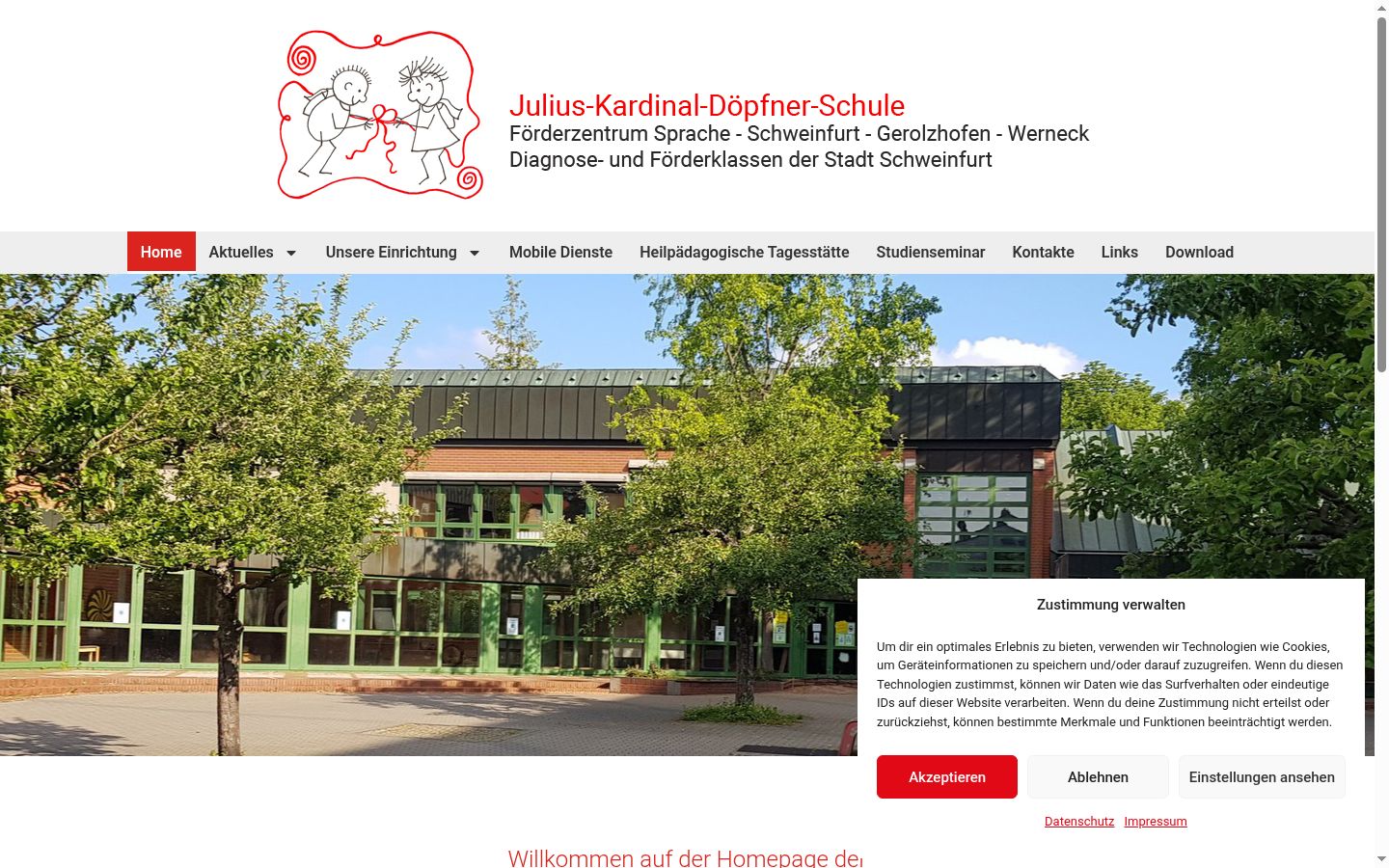 Screenshot des Einwilligungsbanners vor jeglicher Interaktion