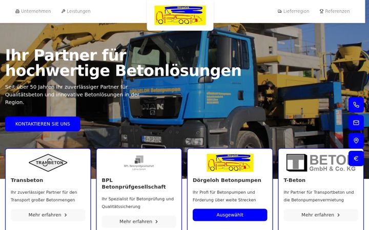 Captură de ecran a doergeloh-betonpumpen.de