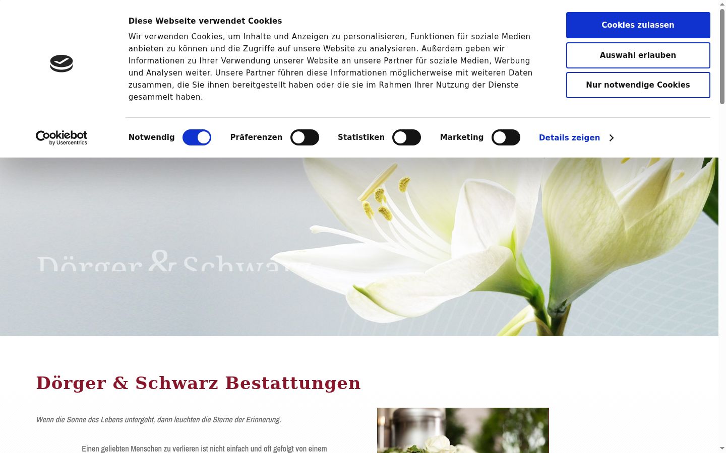 Screenshot des Einwilligungsbanners vor jeglicher Interaktion