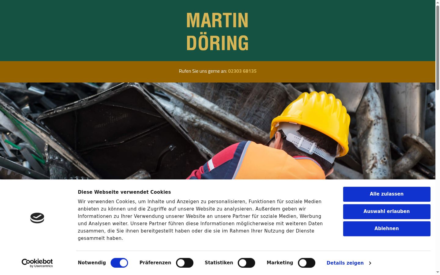 Captura de pantalla del banner de consentimiento mostrado antes de cualquier interacción