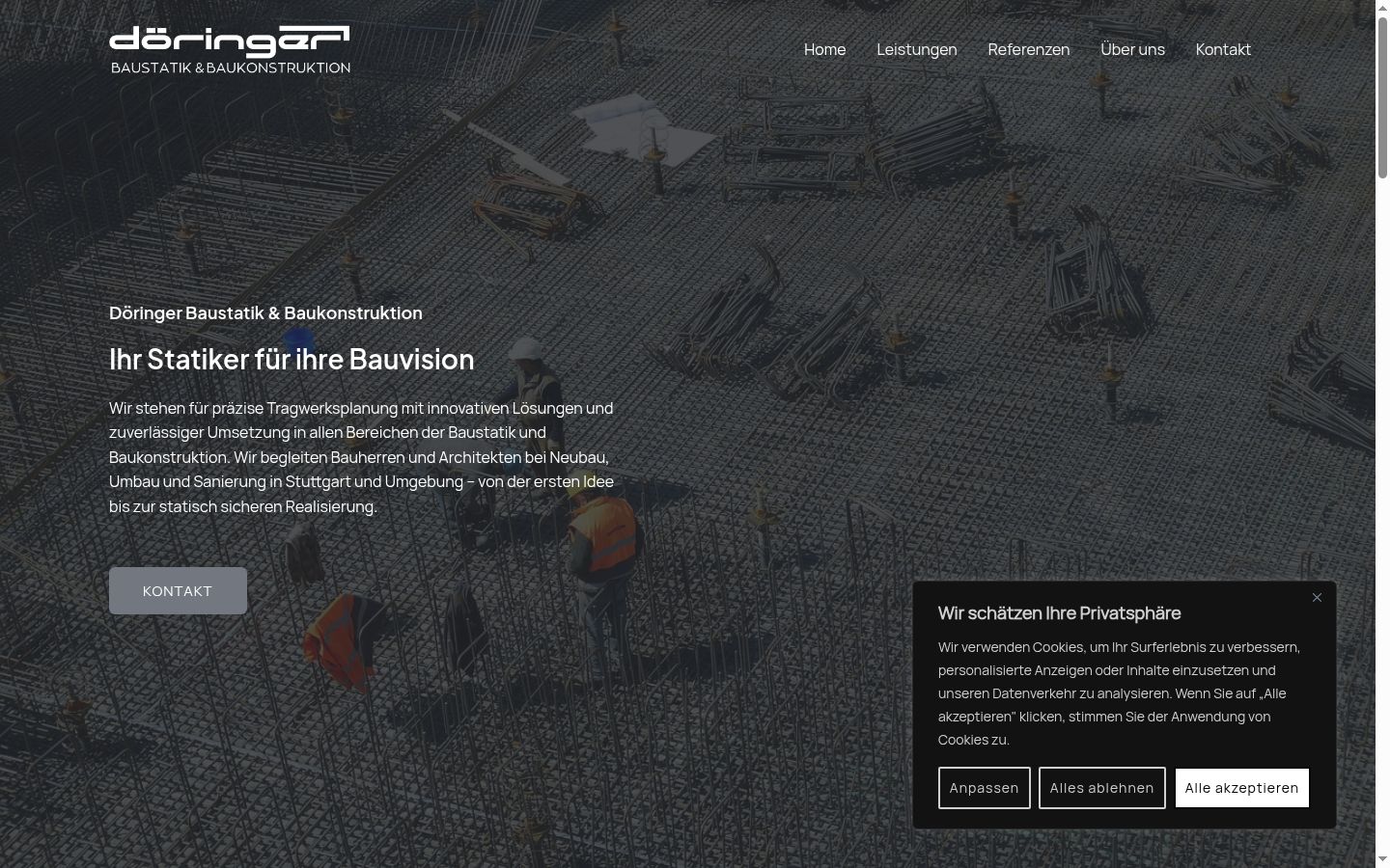 Screenshot des Einwilligungsbanners vor jeglicher Interaktion