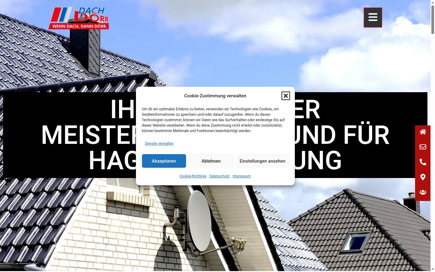 Screenshot des Einwilligungsbanners vor jeglicher Interaktion