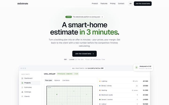 Screenshot of doestimate.com