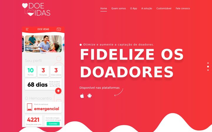 Screenshot of doevidas.com.br