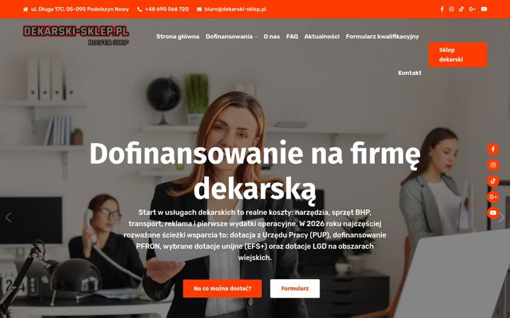 Skjámynd af dofinansowanie-dla-dekarzy.pl