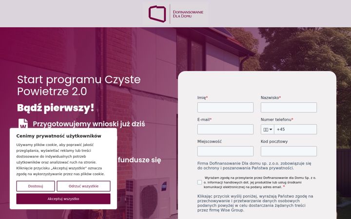 Skjámynd af dofinansowaniedladomu.com.pl