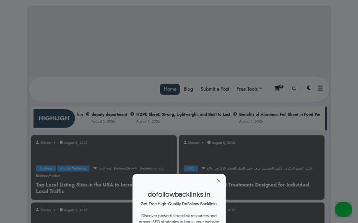 Captura de pantalla de dofollowbacklinks.in