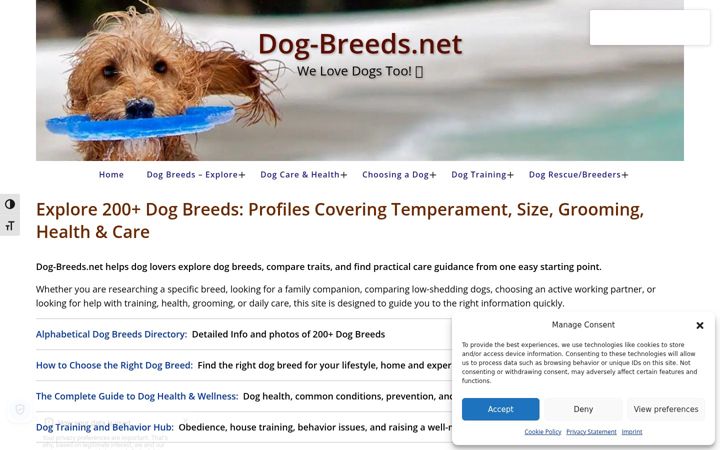 Snimka zaslona za dog-breeds.net