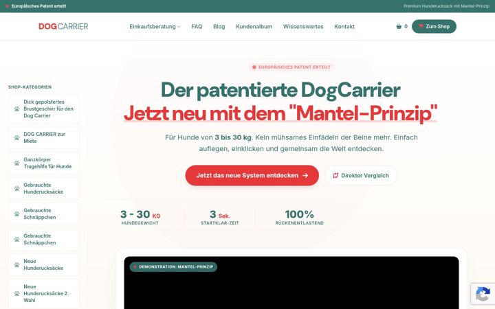 Screenshot von dog-carrier.de