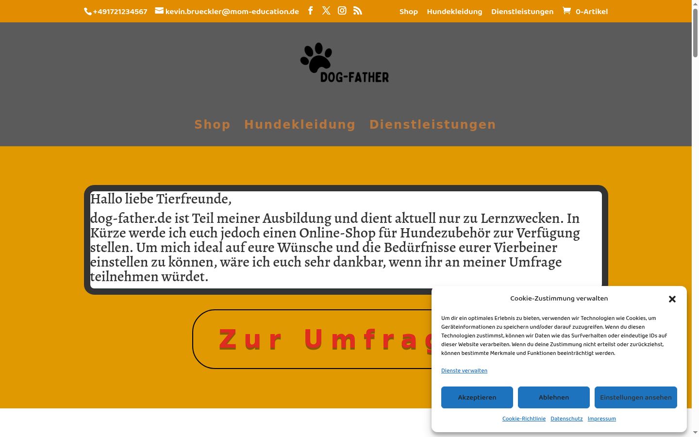 Screenshot des Einwilligungsbanners vor jeglicher Interaktion