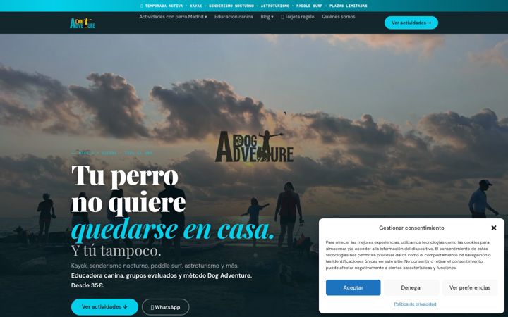 Екранна снимка на dogadventure.es