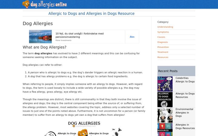 Screenshot of dogallergiesonline.com