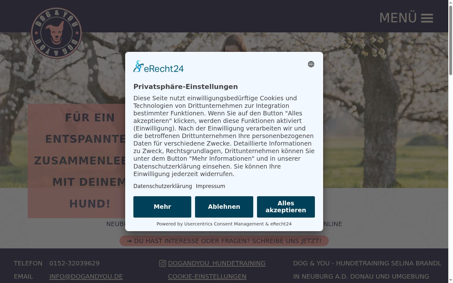Screenshot des Einwilligungsbanners vor jeglicher Interaktion