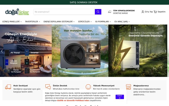 Екранна снимка на dogasolar.com.tr