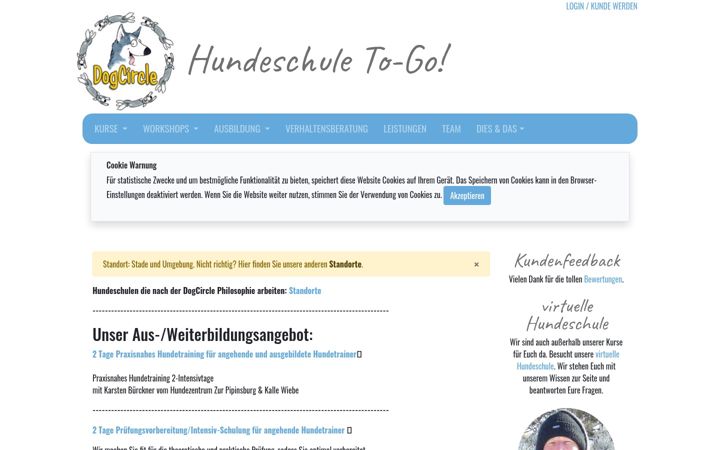Screenshot of dogcircle-hundeschule.de