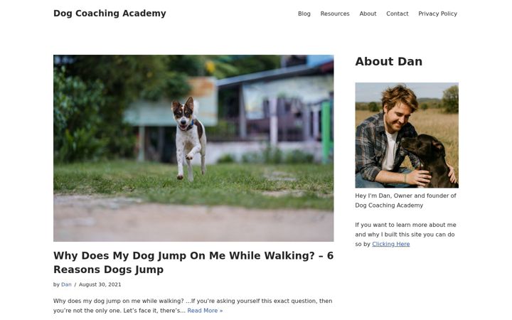 Screenshot of dogcoachingacademy.com