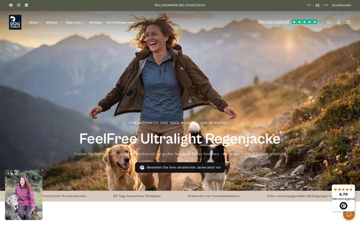 Snímek obrazovky dogcoachshop.de