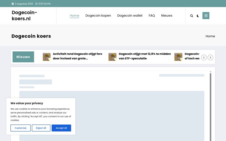 Screenshot van dogecoin-koers.nl