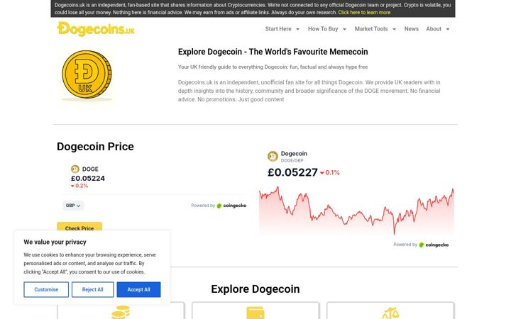 Screenshot di dogecoins.uk