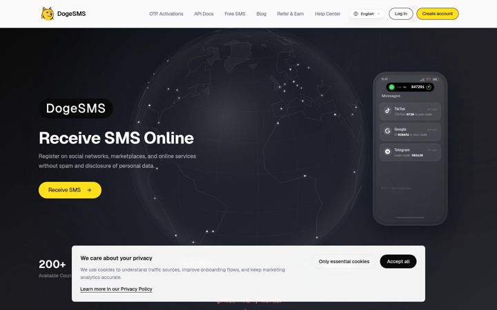 Screenshot of dogesms.com