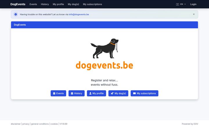 Screenshot of dogevents.be