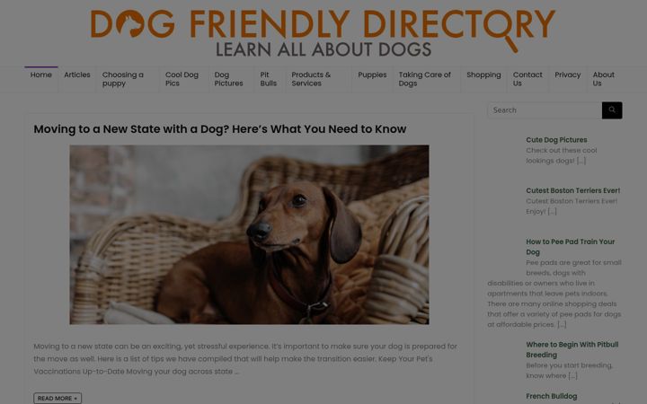 Screenshot of dogfriendlydirectory.com