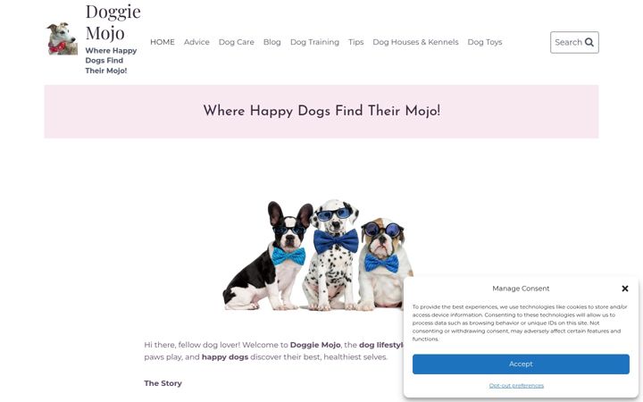 Screenshot of doggiemojo.com