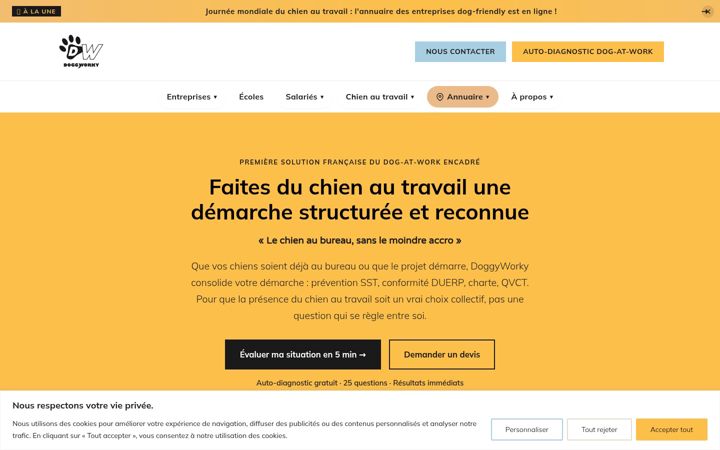 Екранна снимка на doggyworky.fr