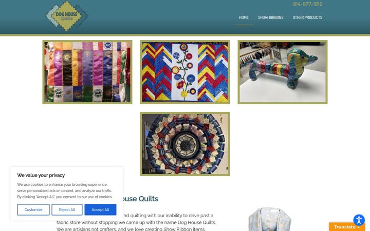 Screenshot of doghousequilts.com