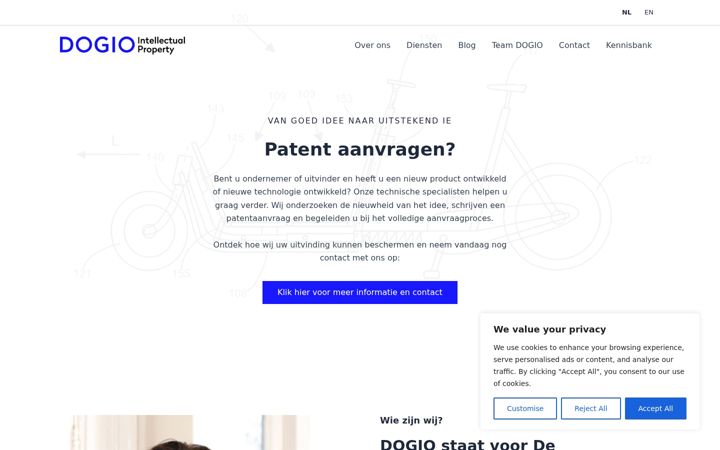 Screenshot van dogiopatents.nl