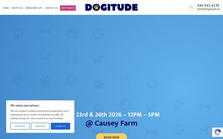 Snímek obrazovky dogitude.ie
