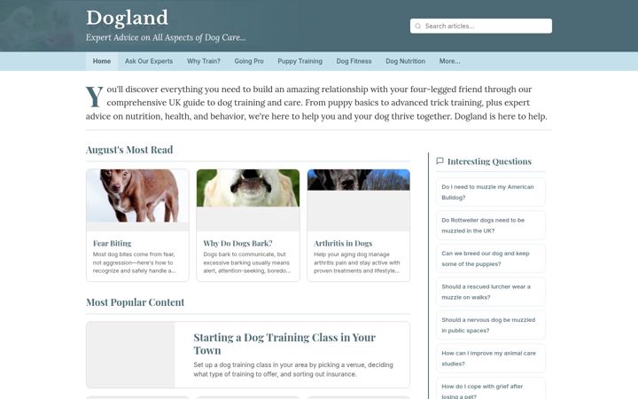 Screenshot of dogland.co.uk
