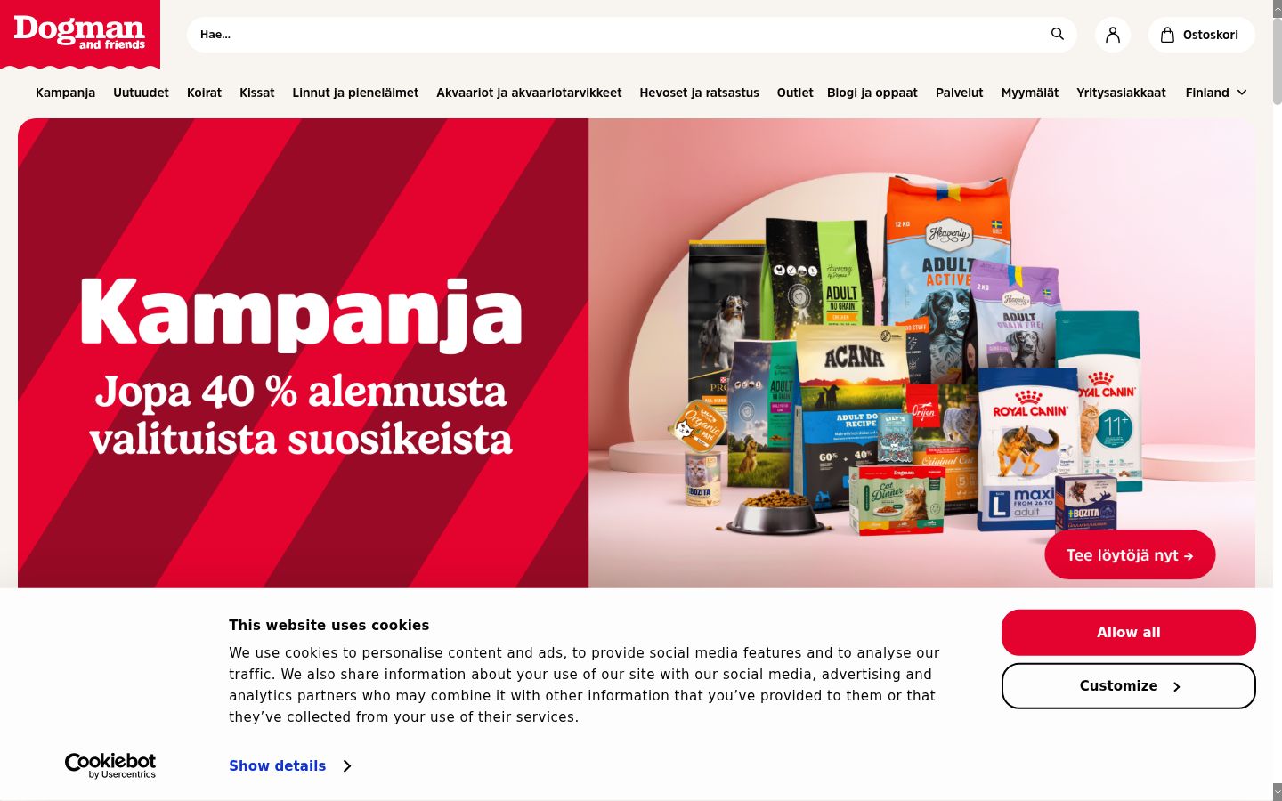 Ekrānuzņēmums ar piekrišanas baneri, kas tika rādīts pirms jebkādas mijiedarbības