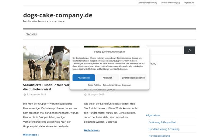 Snímek obrazovky dogs-cake-company.de
