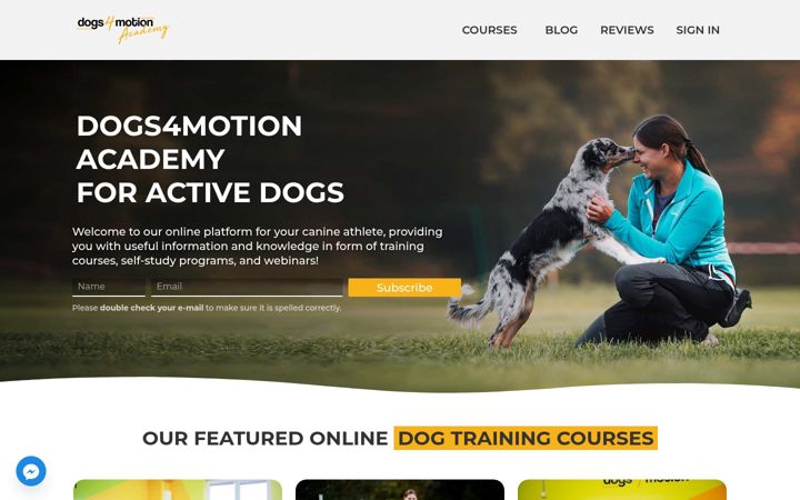Screenshot of dogs4motionacademy.com
