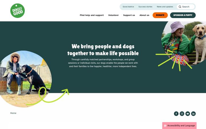 Screenshot of dogsforgood.org